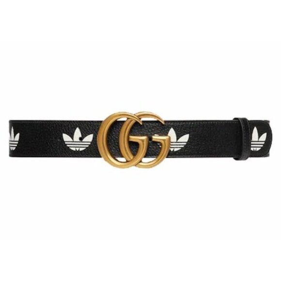 Gucci Accessories - Gucci x Adidas GG Marmont Leather W.40 Belt Black/White 90cm 406831